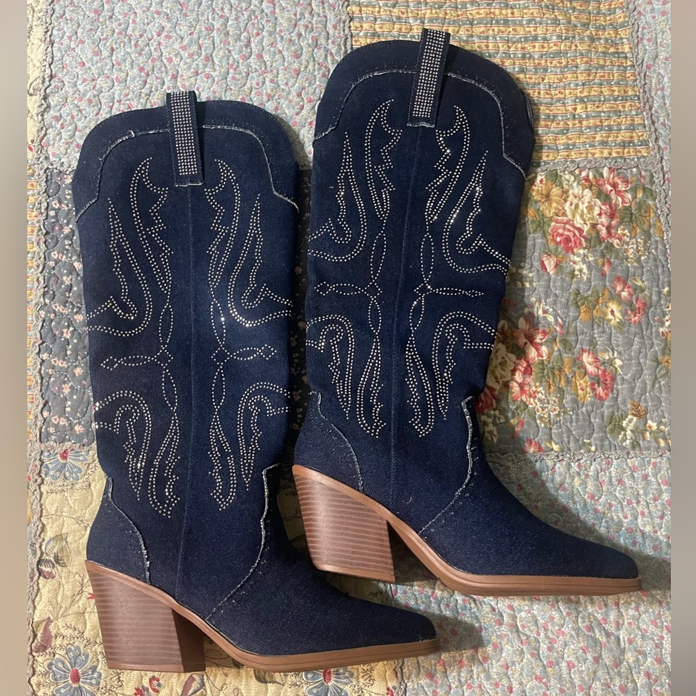 Sugar Bling Denim Western Boots